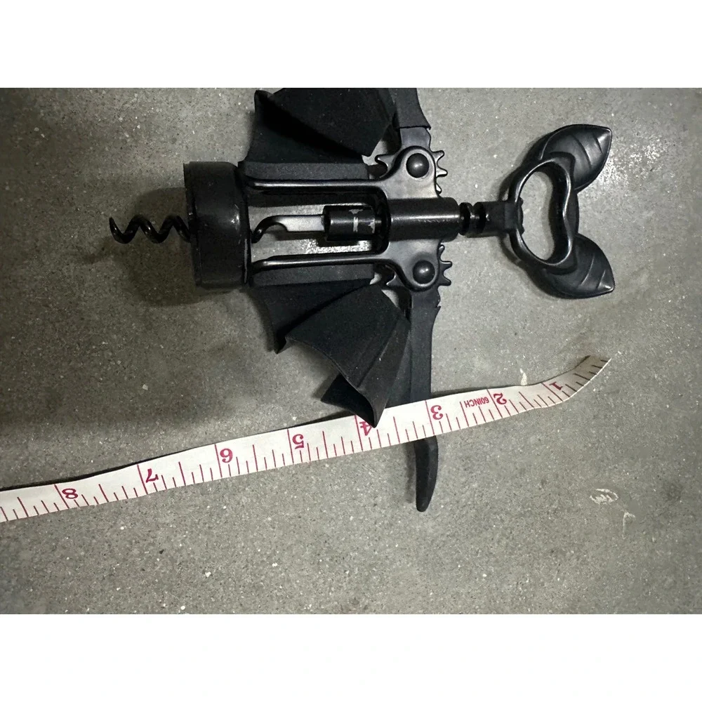 Ototo Vino Bat Wine Opener Corkscrew Matte Black Gothic Novelty Barware Tool